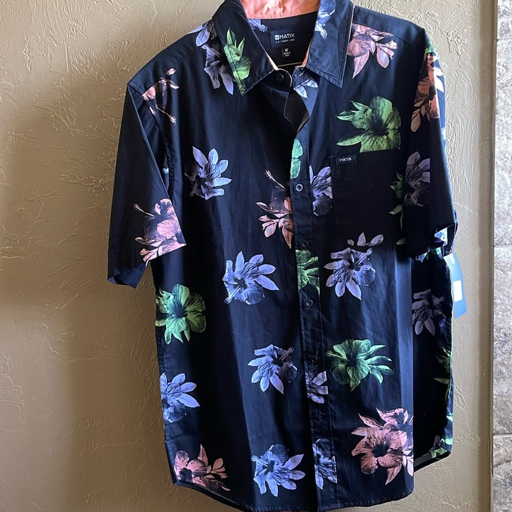Men’s Floral Hawaiian Black Short Sleeve Shirt